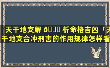 天干地支解 🕊 析命格吉凶「天干地支合冲刑害的作用规律怎样看吉凶」